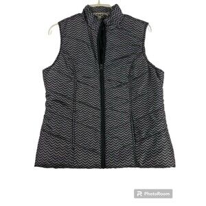 Kim Rogers Women’s Puff Sleeveless Vest Sweater Full Zip Gray Size Medium